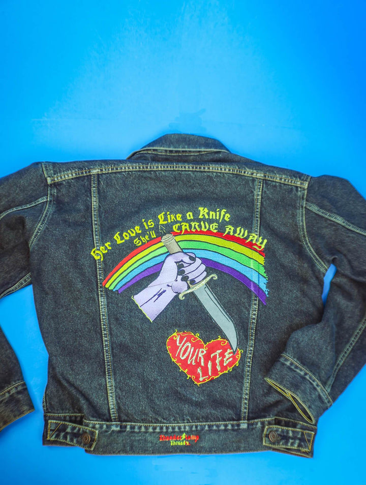 Jackets Deadly Love Custom- Rainbow Inspired - ThunderStomp Threadz Longsleeve / Lightwash / Adult XS