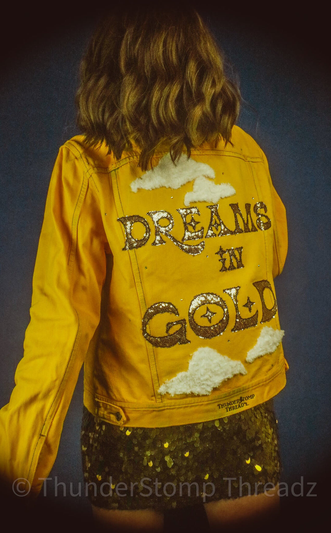 Jackets Dreams in Gold Custom - ThunderStomp Threadz Jacket / Lightwash / Adult XS