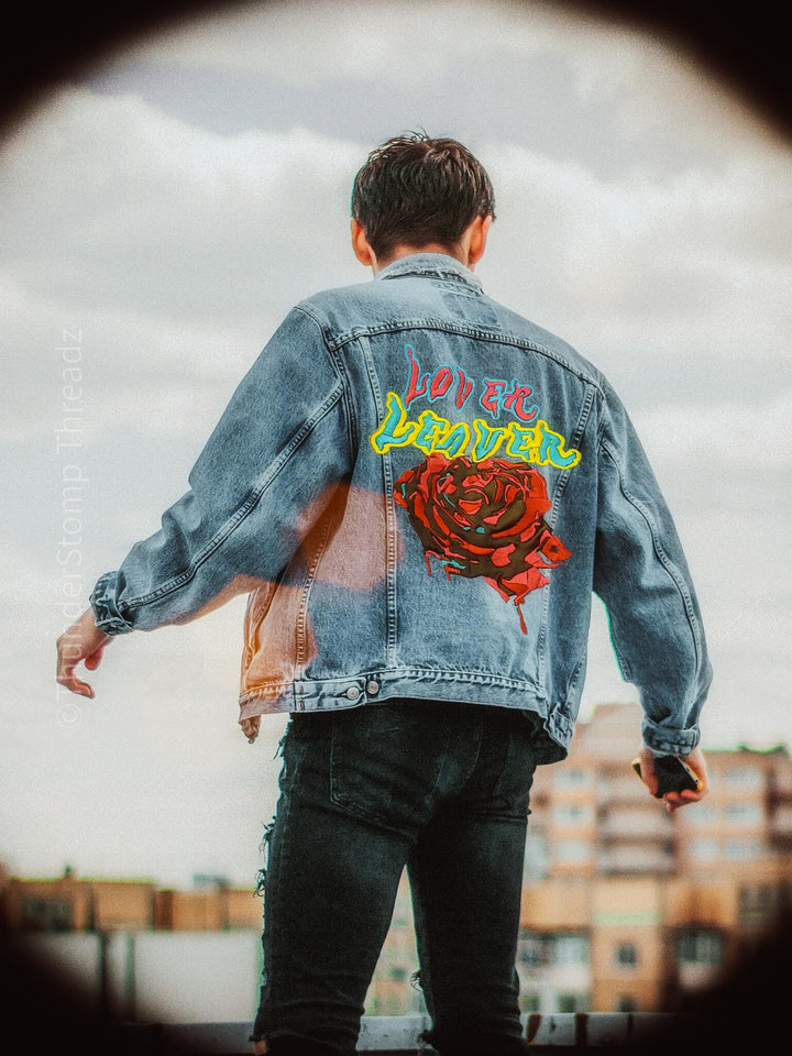 Jackets LEAVER Custom- Greta Van Fleet Inspired - ThunderStomp Threadz Longsleeve / Lightwash / Adult XS