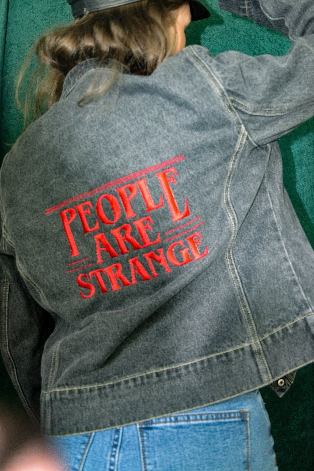 Jackets People Are Strange Custom- The Doors/Stranger Things Inspired - ThunderStomp Threadz Lightwash / Longsleeve / Adult XS