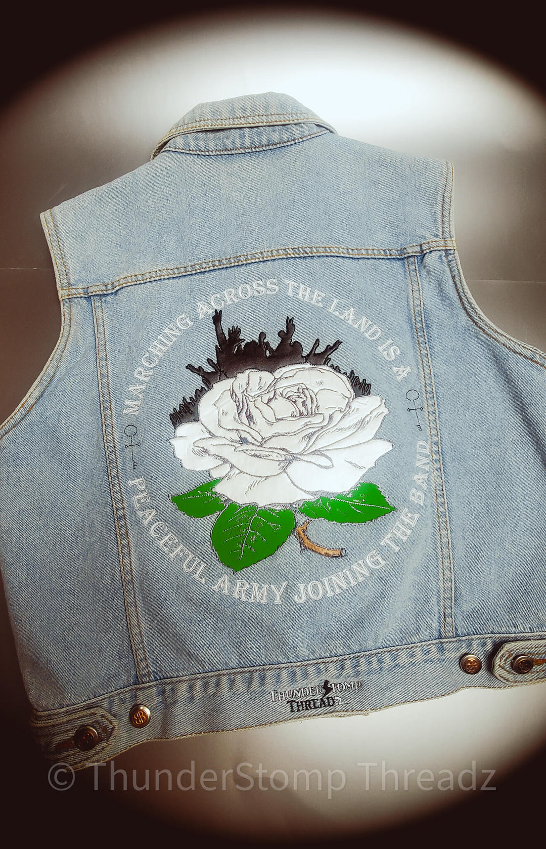 Jackets White Rose March Custom - ThunderStomp Threadz Vest / Lightwash / Adult XS