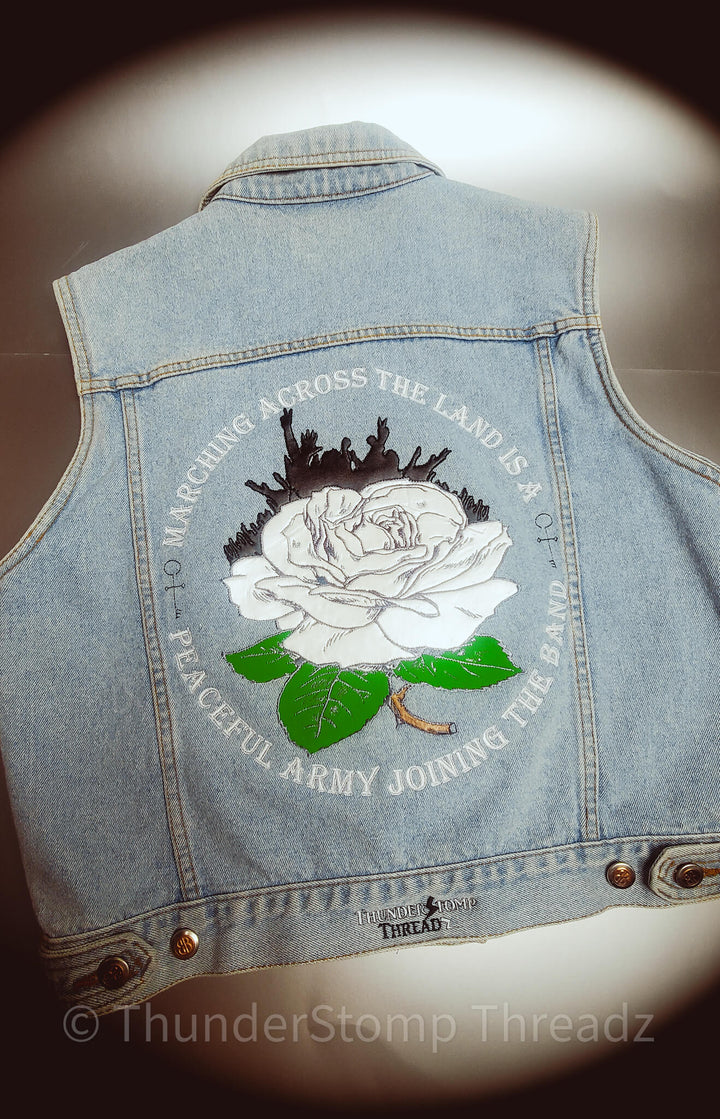 Jackets White Rose March Custom - ThunderStomp Threadz Vest / Lightwash / Adult XS