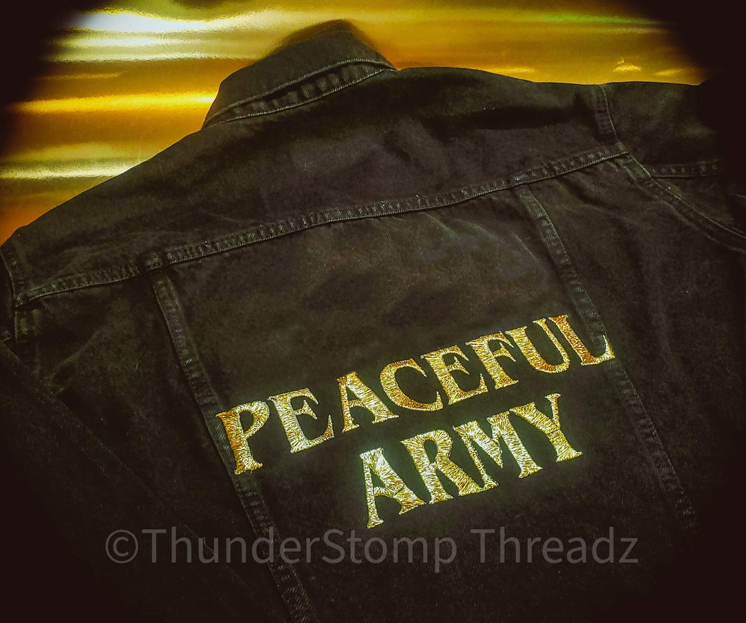Jackets GOLD Peaceful Army Custom - ThunderStomp Threadz Longsleeve / Darkwash / Adult XS