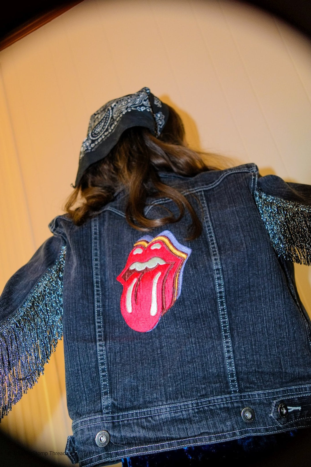 Jackets LOUD MOUTH Custom- Rolling Stones Inspired - ThunderStomp Threadz Darkwash / Adult XS / Vest